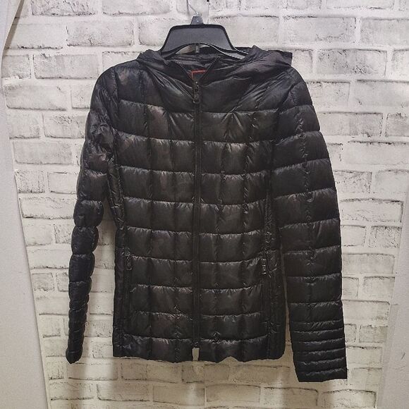 Vince Camuto Black Quilted Puffer Jacket with Hood - Picture 1 of 7